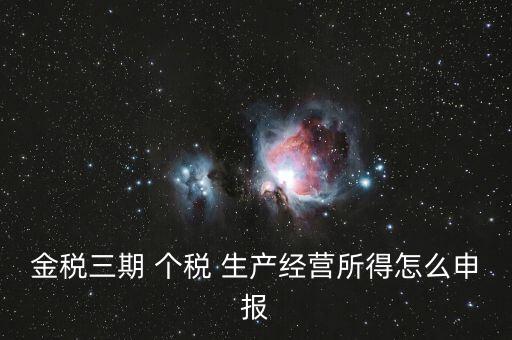 金三個稅如何申報，金稅三期 個稅 生產(chǎn)經(jīng)營所得怎么申報