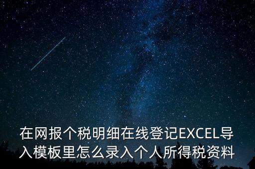 在網(wǎng)報個稅明細在線登記EXCEL導入模板里怎么錄入個人所得稅資料