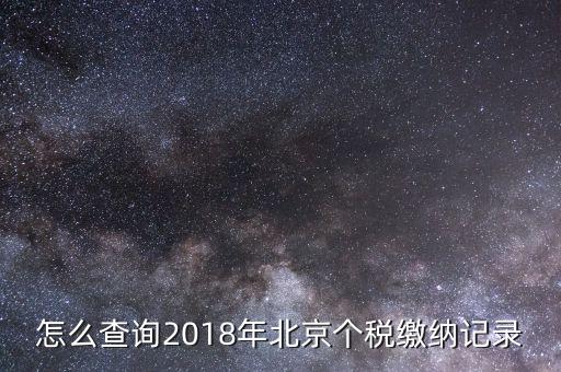 怎么查詢(xún)2018年北京個(gè)稅繳納記錄