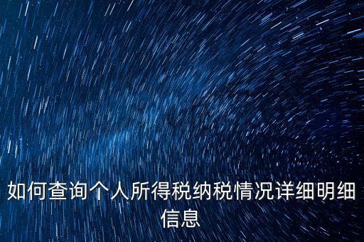 如何查個人納稅情況，個人所得稅怎么查詢