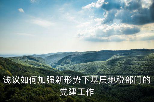 國地稅改革如何做好基層工作，淺議如何加強(qiáng)新形勢下基層地稅部門的黨建工作
