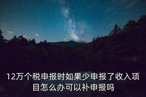 12萬個(gè)稅申報(bào)如何補(bǔ)報(bào)，年收入超12萬申報(bào)期錯(cuò)過申報(bào)怎么辦