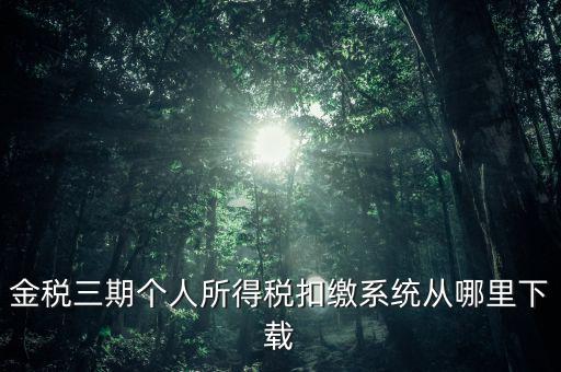 金三個稅申報系統(tǒng)如何下載，金稅三期個人所得稅扣繳系統(tǒng)從哪里下載