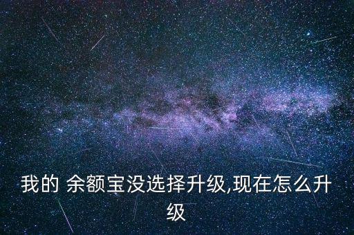 我的 余額寶沒(méi)選擇升級(jí),現(xiàn)在怎么升級(jí)