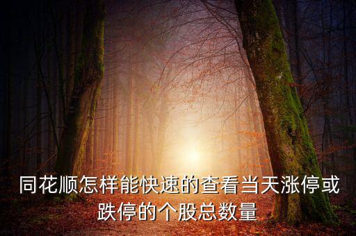  同花順怎樣能快速的查看當(dāng)天漲?；虻５膫€股總數(shù)量