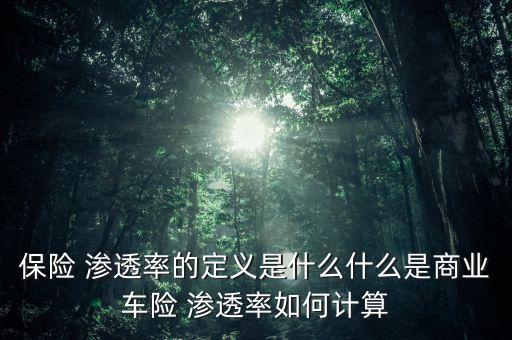 保險 滲透率的定義是什么什么是商業(yè)車險 滲透率如何計(jì)算