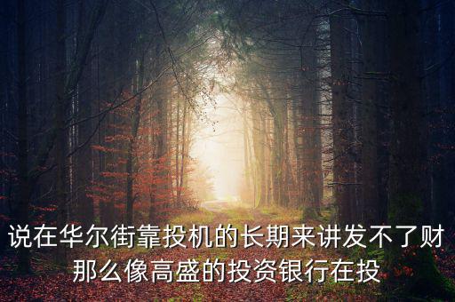 說在華爾街靠投機(jī)的長期來講發(fā)不了財那么像高盛的投資銀行在投