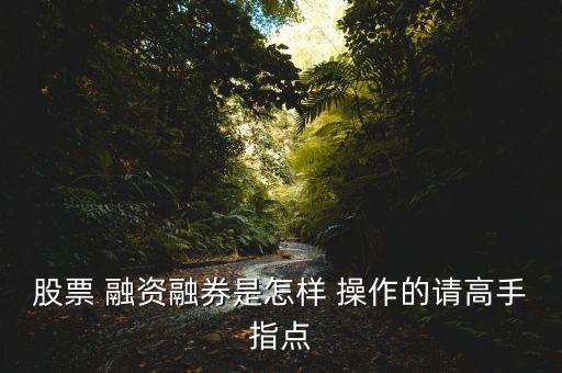 股票 融資融券是怎樣 操作的請高手指點(diǎn)