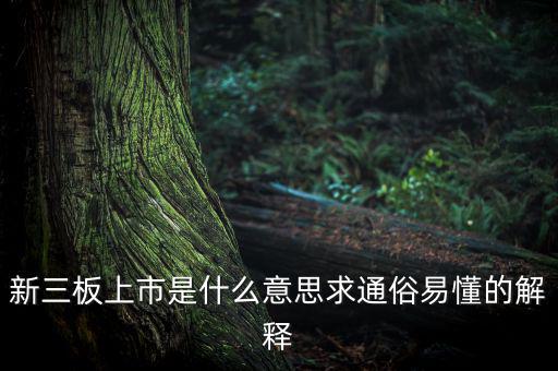 什么是新三板上市，新三板上市是什么意思求通俗易懂的解釋