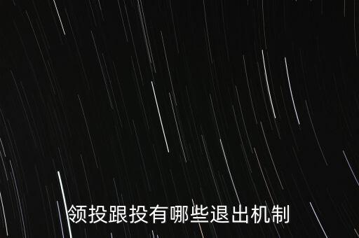 什么是跟投機(jī)制，領(lǐng)投跟投有哪些退出機(jī)制