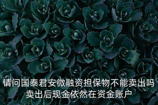 請問國泰君安微融資擔保物不能賣出嗎賣出后現(xiàn)金依然在資金賬戶