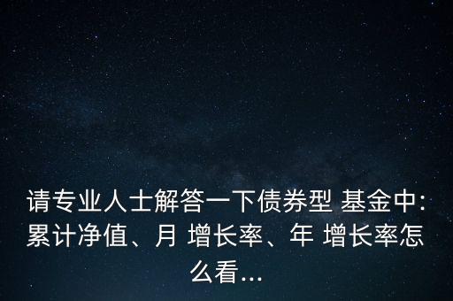 請專業(yè)人士解答一下債券型 基金中:累計凈值、月 增長率、年 增長率怎么看...