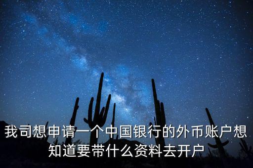 我司想申請(qǐng)一個(gè)中國(guó)銀行的外幣賬戶想知道要帶什么資料去開(kāi)戶