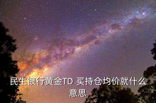 持倉均價是什么意思，民生銀行TD中持倉均價和開倉均價是什么意思