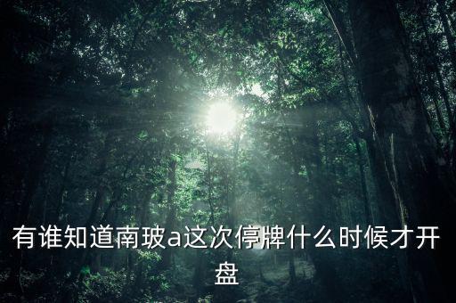 有誰知道南玻a這次停牌什么時(shí)候才開盤