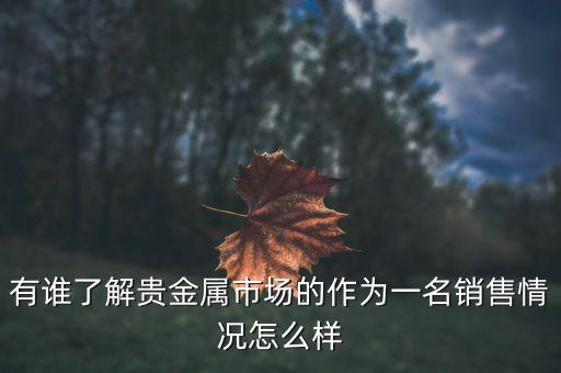 貴金屬公司為什么泛濫，有誰了解貴金屬市場的作為一名銷售情況怎么樣