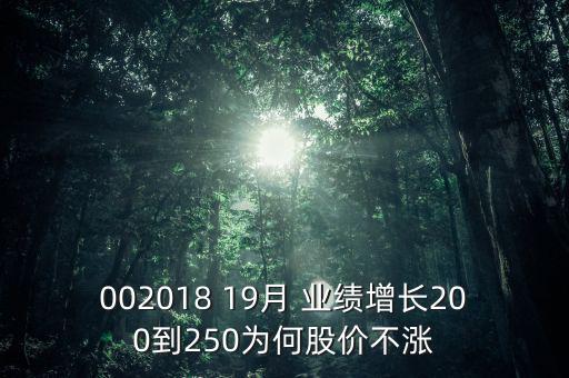 002018 19月 業(yè)績增長200到250為何股價(jià)不漲