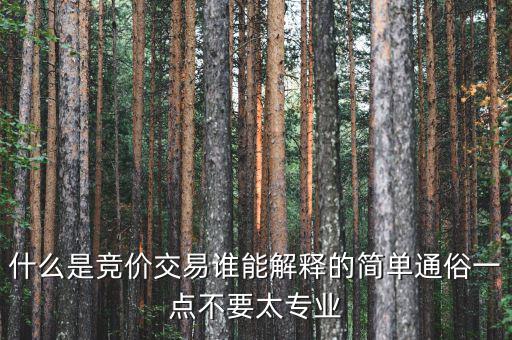 什么是競(jìng)價(jià)交易誰(shuí)能解釋的簡(jiǎn)單通俗一點(diǎn)不要太專(zhuān)業(yè)
