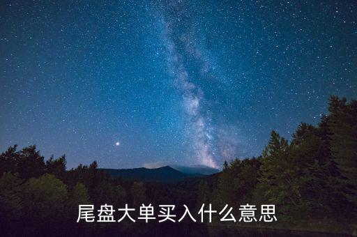 尾盤大買單什么意思，近尾盤掛大買單是啥意思
