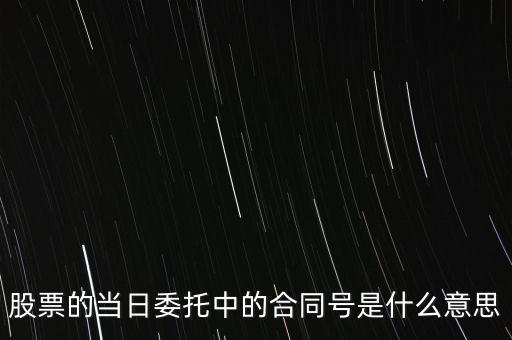 股票賣出合同號什么意思，股票的當日委托中的合同號是什么意思