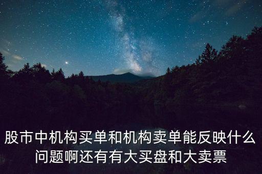 股市中機(jī)構(gòu)買(mǎi)單和機(jī)構(gòu)賣(mài)單能反映什么問(wèn)題啊還有有大買(mǎi)盤(pán)和大賣(mài)票