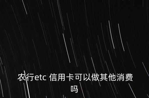  農行etc 信用卡可以做其他消費嗎