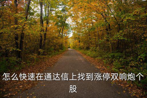 怎么快速在通達信上找到漲停雙響炮個股