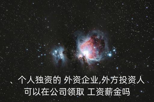 、個人獨資的 外資企業(yè),外方投資人可以在公司領(lǐng)取 工資薪金嗎