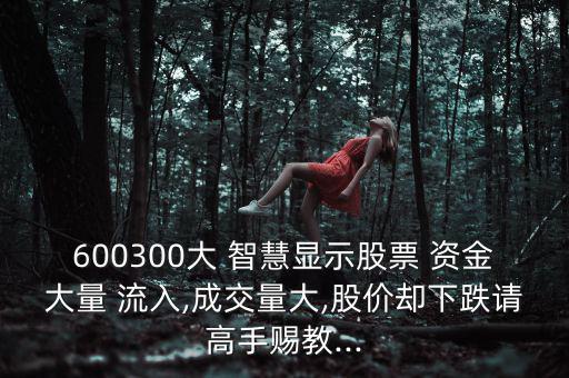 600300大 智慧顯示股票 資金大量 流入,成交量大,股價(jià)卻下跌請高手賜教...