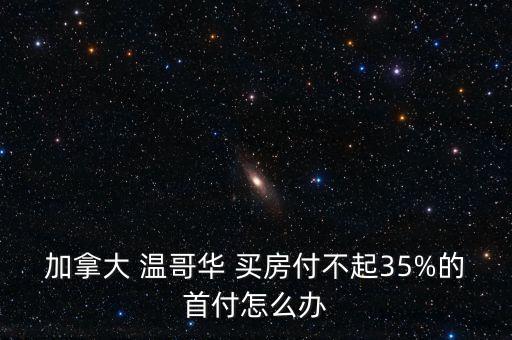 加拿大 溫哥華 買(mǎi)房付不起35%的首付怎么辦