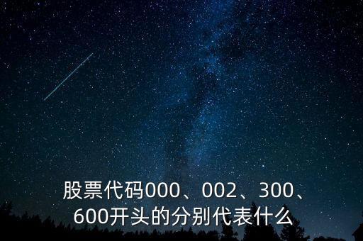  股票代碼000、002、300、 600開頭的分別代表什么