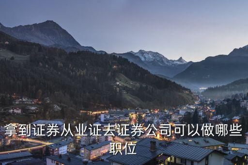 去宏信證券有限責(zé)任公司能做什么，拿到證券從業(yè)證去證券公司可以做哪些職位