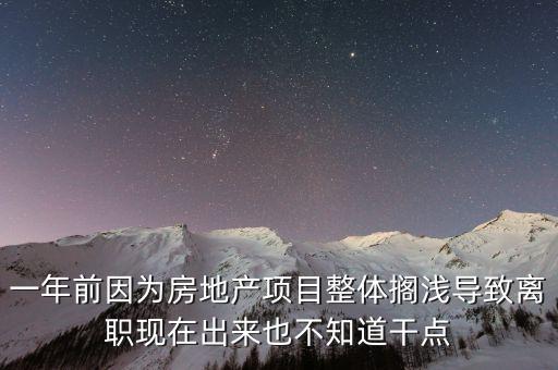 一年前因為房地產(chǎn)項目整體擱淺導致離職現(xiàn)在出來也不知道干點