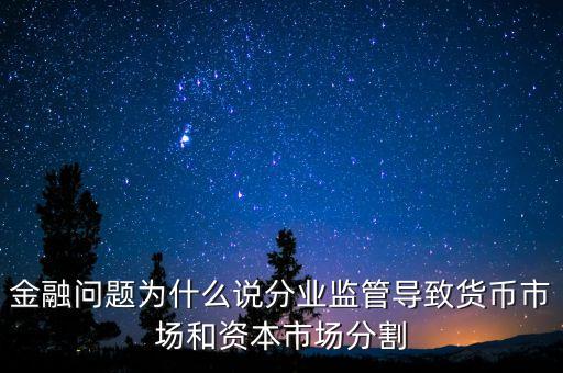 金融問題為什么說(shuō)分業(yè)監(jiān)管導(dǎo)致貨幣市場(chǎng)和資本市場(chǎng)分割