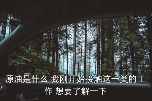 原油是什么工作，原油是什么 我剛開始接觸這一類的工作 想要了解一下