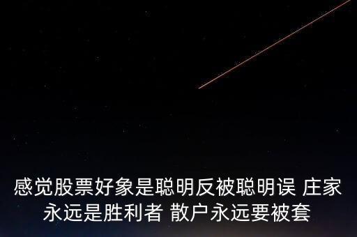 感覺(jué)股票好象是聰明反被聰明誤 莊家永遠(yuǎn)是勝利者 散戶永遠(yuǎn)要被套