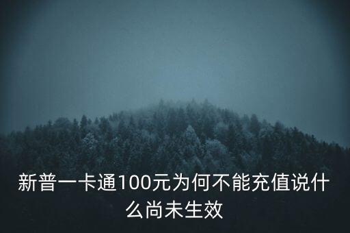 新普一卡通為什么不能沖，新普一卡通100元為何不能充值說什么尚未生效