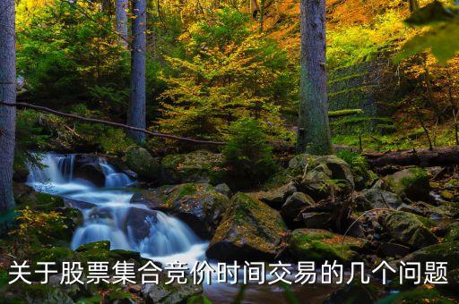 關(guān)于股票集合競(jìng)價(jià)時(shí)間交易的幾個(gè)問題