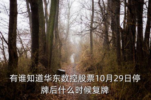 002248什么時候復(fù)牌，有誰知道華東數(shù)控股票10月29日停牌后什么時候復(fù)牌