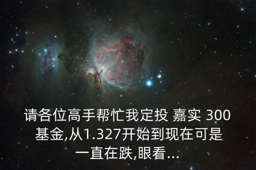 請各位高手幫忙我定投 嘉實 300 基金,從1.327開始到現在可是一直在跌,眼看...