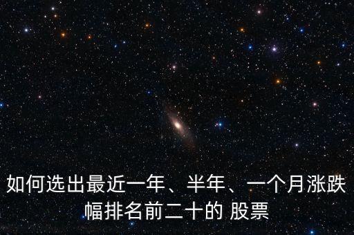 如何選出最近一年、半年、一個月漲跌幅排名前二十的 股票