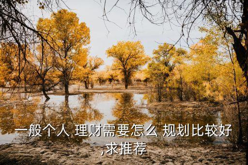 一般個(gè)人 理財(cái)需要怎么 規(guī)劃比較好,求推薦