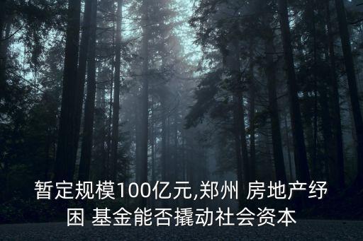 暫定規(guī)模100億元,鄭州 房地產紓困 基金能否撬動社會資本