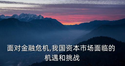 面對(duì)金融危機(jī),我國(guó)資本市場(chǎng)面臨的 機(jī)遇和挑戰(zhàn)