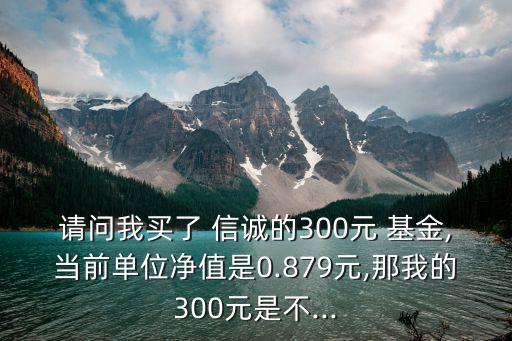 請(qǐng)問(wèn)我買了 信誠(chéng)的300元 基金,當(dāng)前單位凈值是0.879元,那我的300元是不...