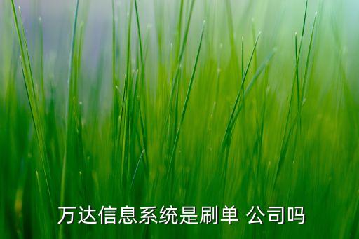  萬達(dá)信息系統(tǒng)是刷單 公司嗎