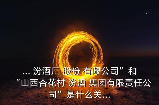 ... 汾酒廠 股份 有限公司”和“山西杏花村 汾酒 集團有限責任公司”是什么關...