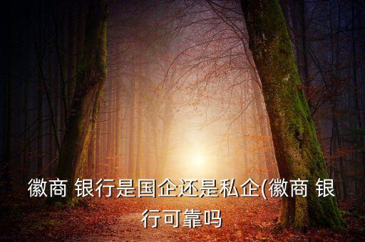 徽商 銀行是國(guó)企還是私企(徽商 銀行可靠嗎