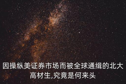 因操縱美證券市場(chǎng)而被全球通緝的北大高材生,究竟是何來(lái)頭
