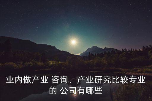 業(yè)內(nèi)做產(chǎn)業(yè) 咨詢、產(chǎn)業(yè)研究比較專業(yè)的 公司有哪些